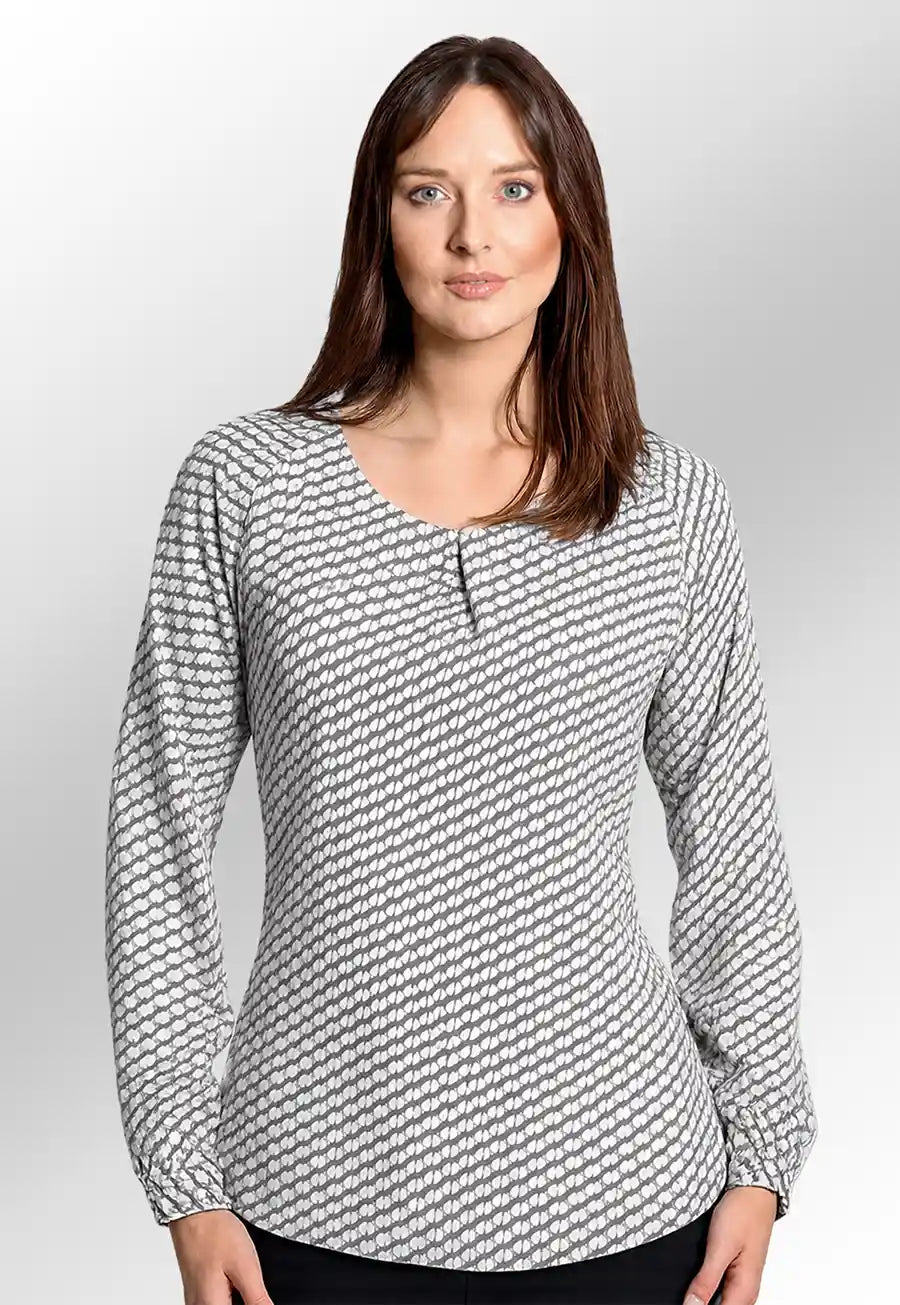 Catriona Patterned Long Sleeve Blouse - The Work Uniform Company