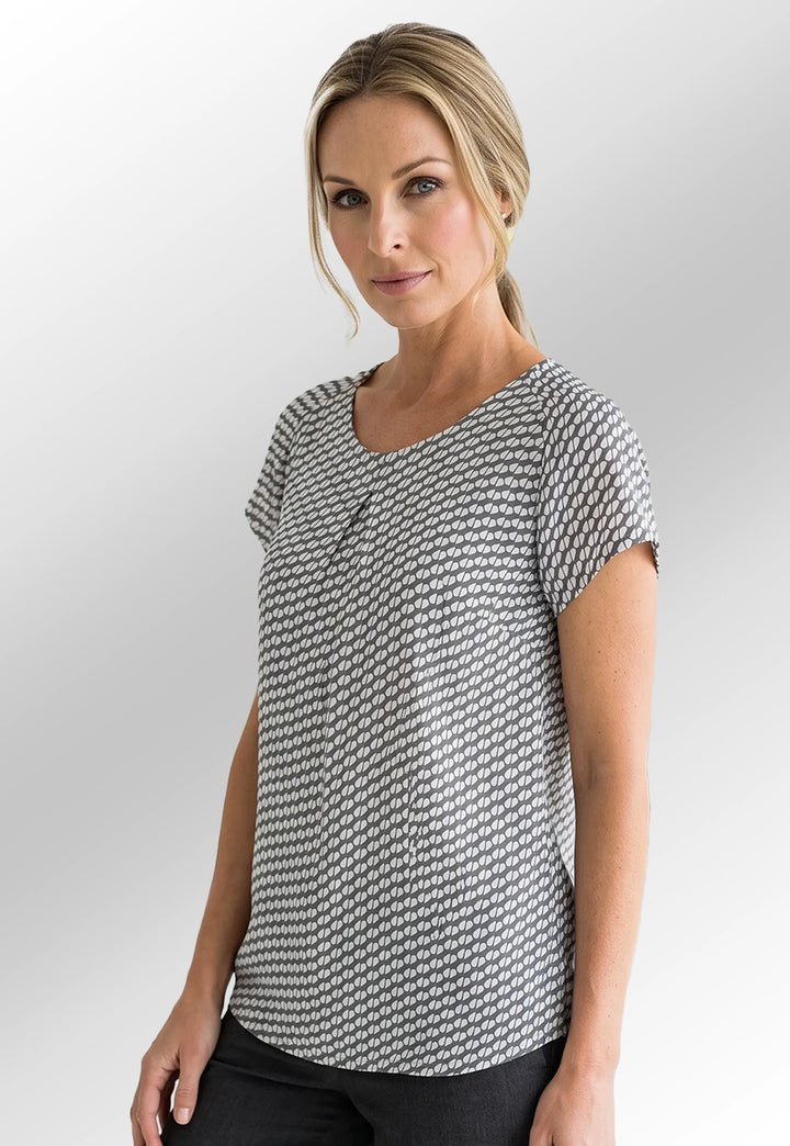 Catriona Patterned Short Sleeve Blouse - The Work Uniform Company