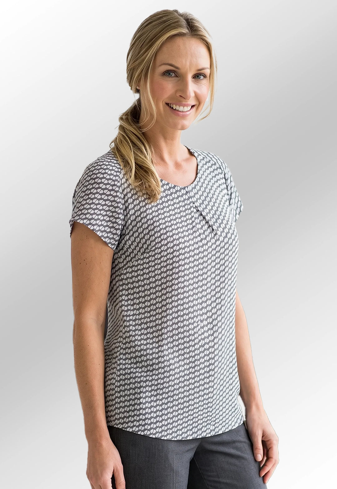 Catriona Patterned Short Sleeve Blouse - The Work Uniform Company