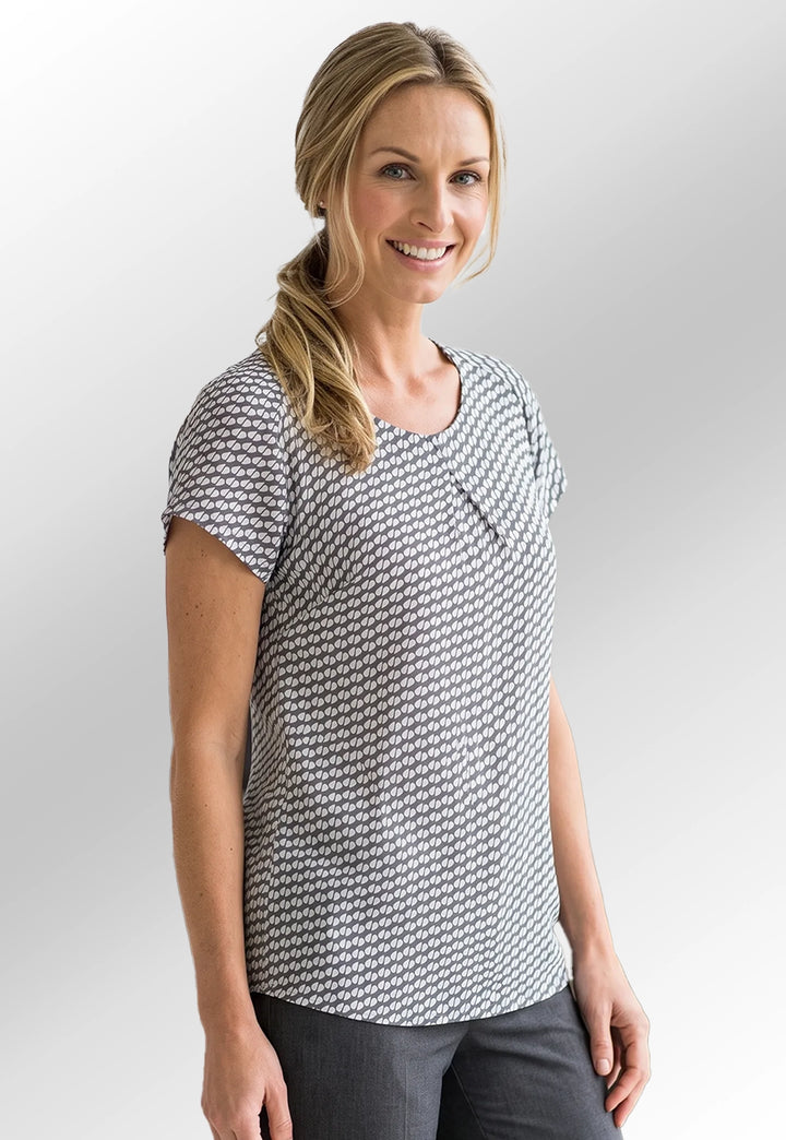 Catriona Patterned Short Sleeve Blouse - The Work Uniform Company