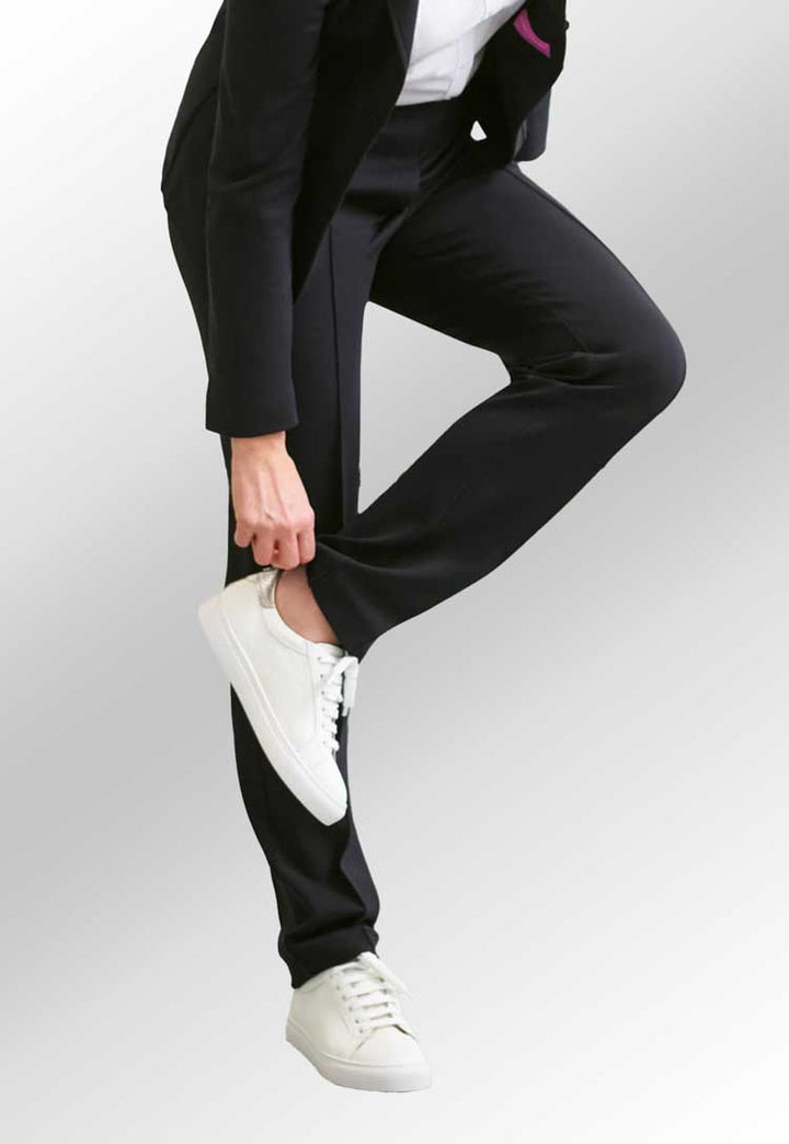 Model wearing Ceres Jersey Stretch Trouser 2400 in black