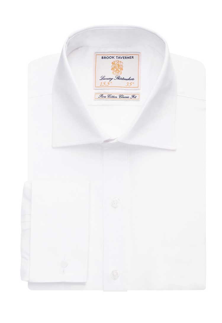 Flat and Folded Chester Classic Cotton Poplin Shirt 7642 in White