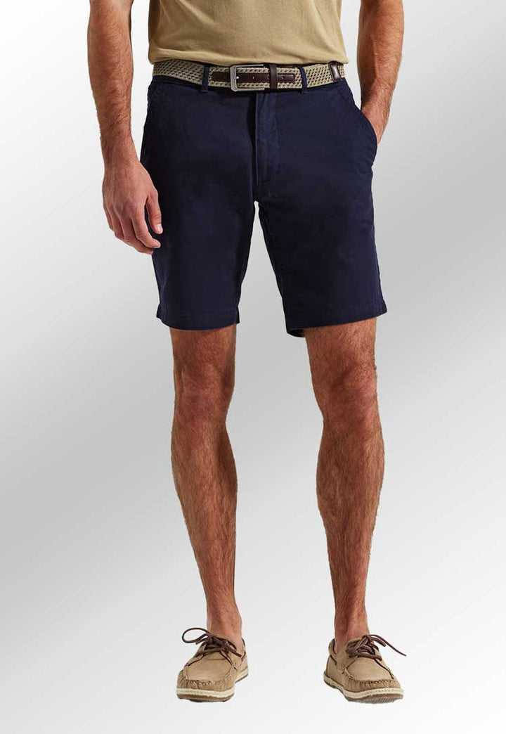 Men's Chino Shorts AQ051 in navy worn by model