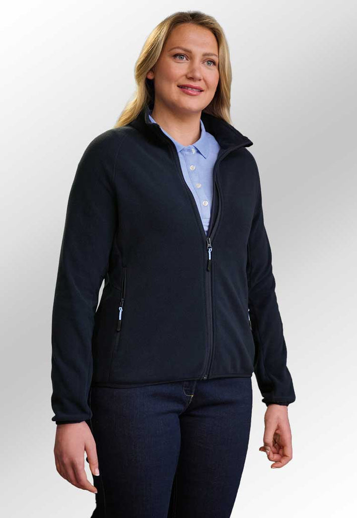 Clare Core Fleece Jacket model wearing Clare Core Fleece Jacket in navy colour