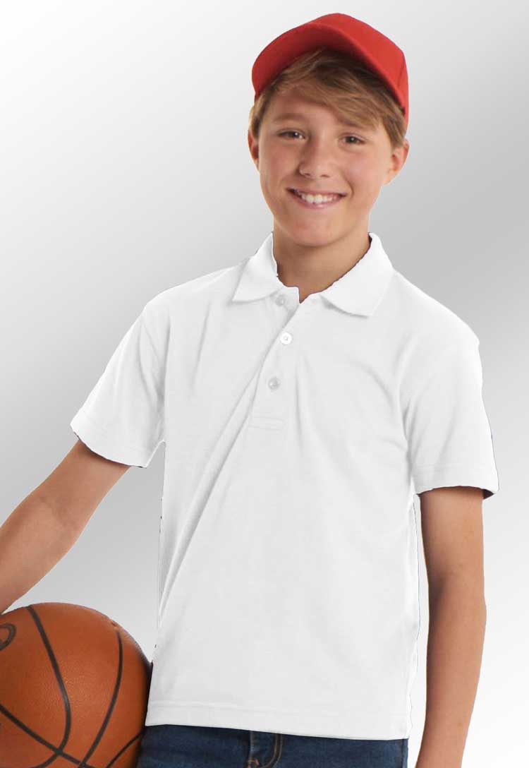 model wearing Bundle of 3 School Uniform Polo Shirt in white