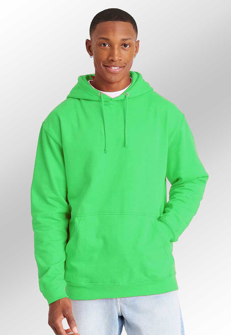 Model wearing College Hoodie (Blue, Green) JH001