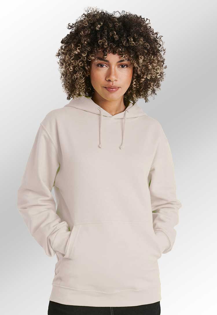 College Hoodie (White, Brown, Neutral) JH001 worn by model