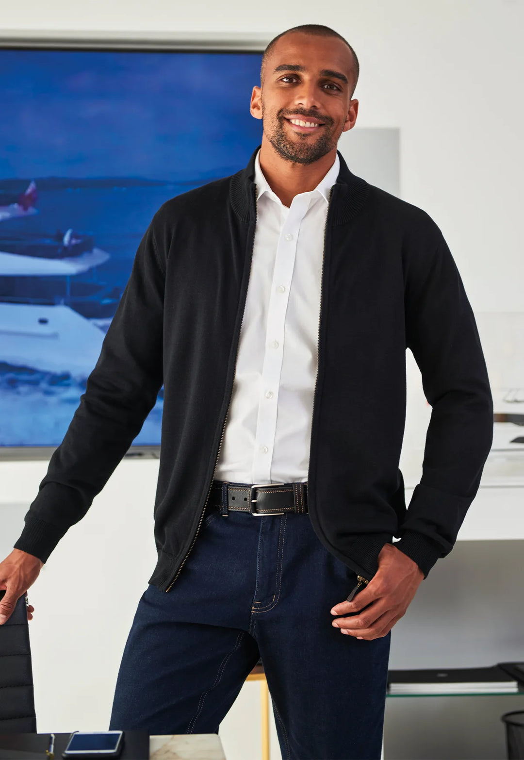 Columbus Full Zip Cardigan | Brook Taverner – The Work Uniform Company