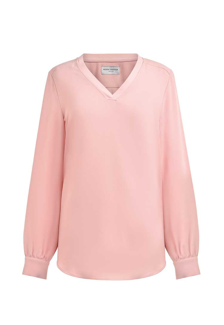 Como V-Neck Crepe de Chine Blouse pink