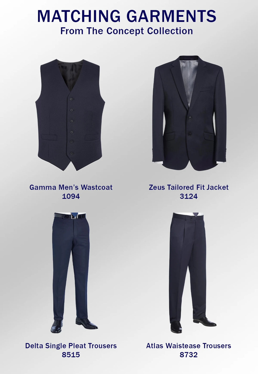 Matching garments from the Brook Taverner Concept Collection (Mens)