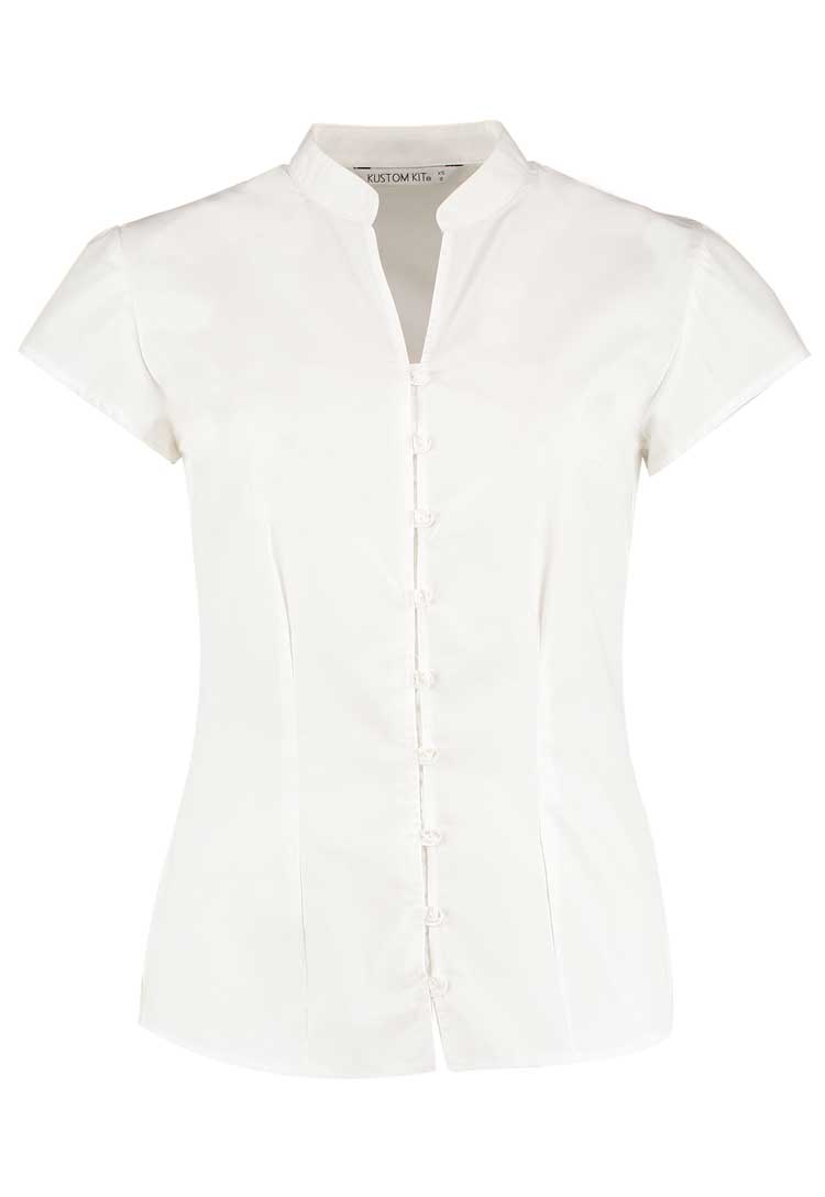 Women's Continental Blouse Mandarin Collar Cap Sleeve KK727