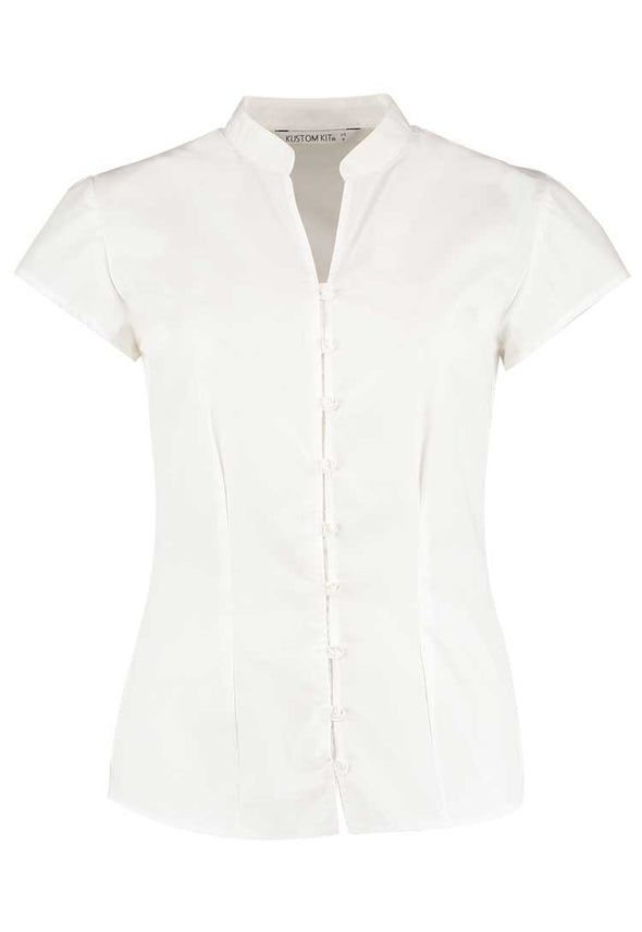 Women's Continental Blouse Mandarin Collar Cap Sleeve KK727