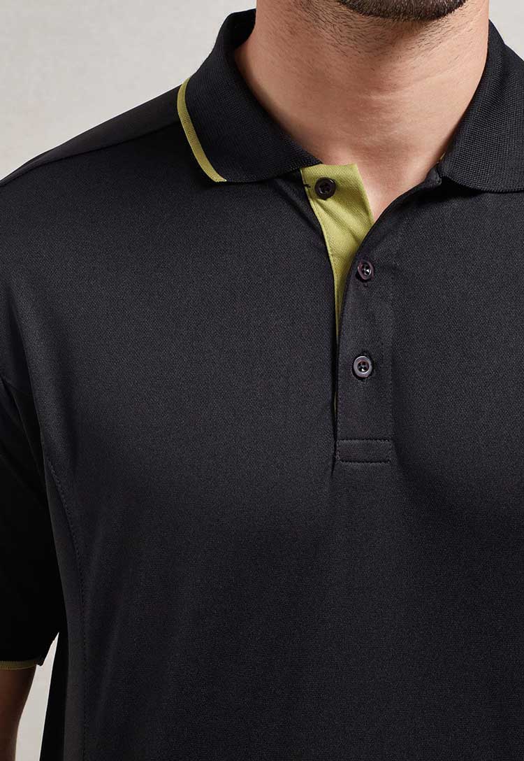 Contrast Coolchecker® Polo PR618 Black/Lime contrast detail