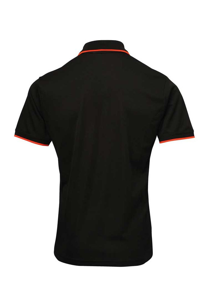 Contrast Coolchecker® Polo PR618 Black/Orange Back view