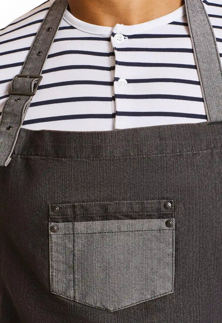 Contrast Denim Bib Apron - The Work Uniform Company