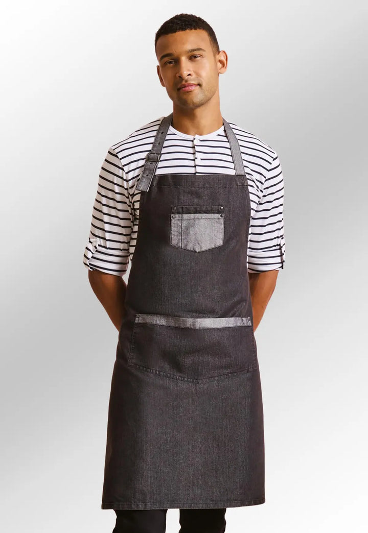 Contrast Denim Bib Apron - The Work Uniform Company