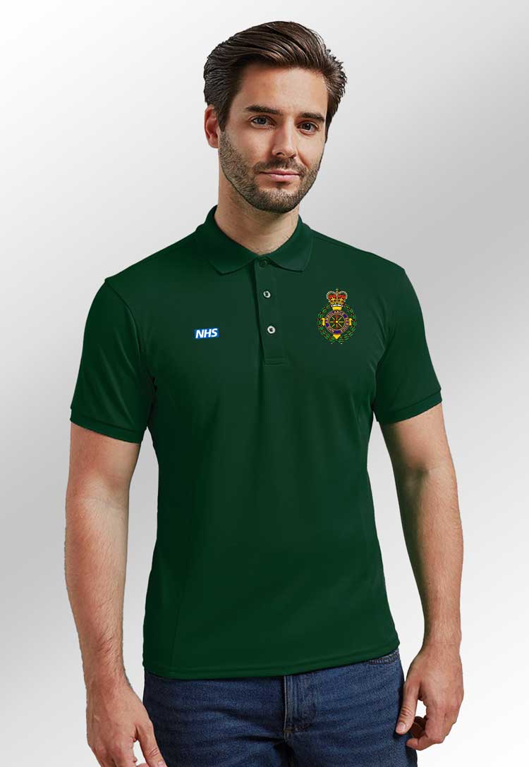 Model wearing Ambulance Coolchecker® Plus Piqué Polo with Logos