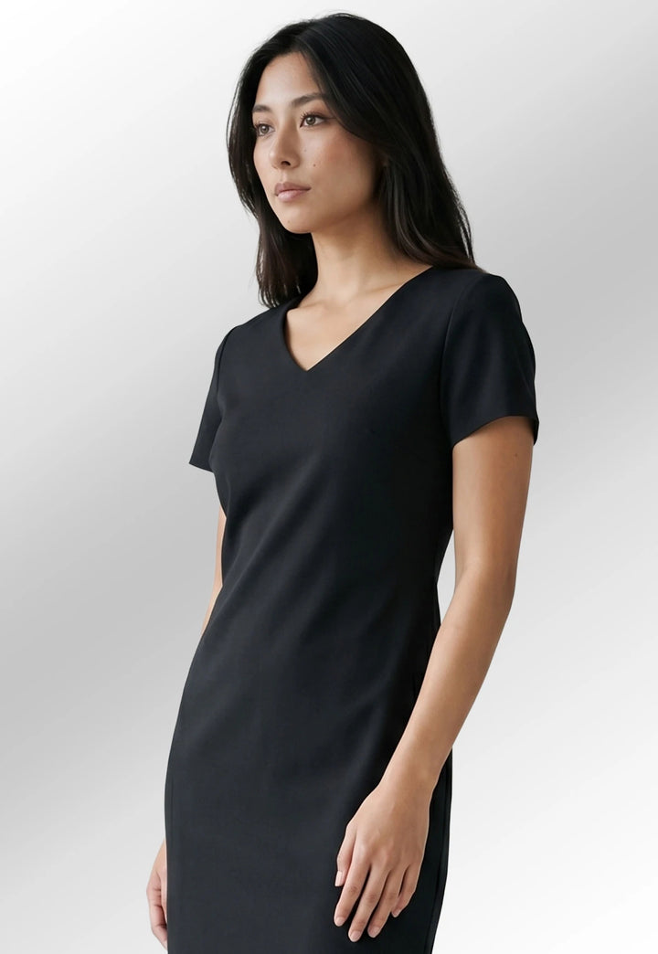 Black V Neck Funeral Dress - The Work Uniform Company