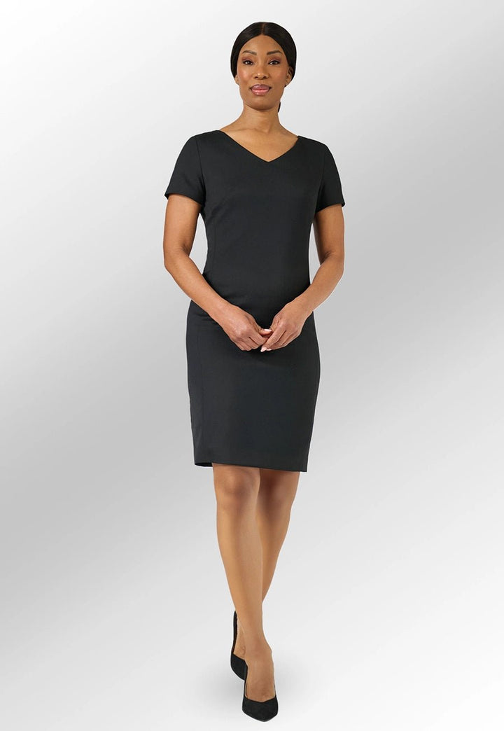 Black V Neck Funeral Dress - The Work Uniform Company