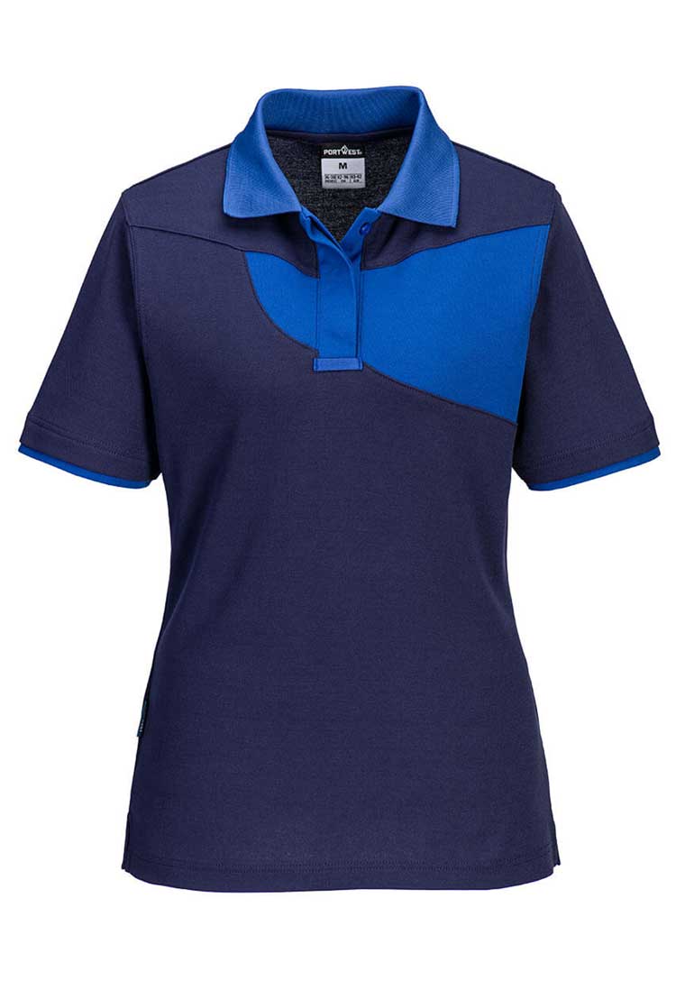 PW2 Cotton Comfort Women's Polo Shirt S/S PW219 in Navy/Royal Blue