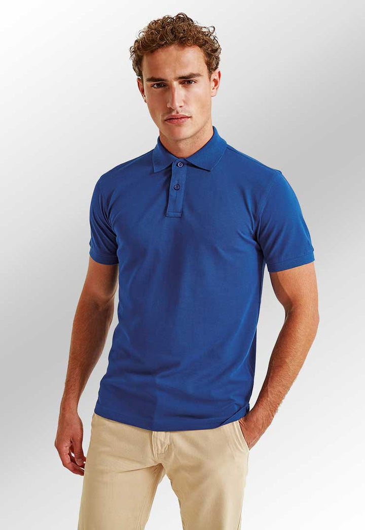 Men's Classic Fit Polo AQ010 in royal worn by model