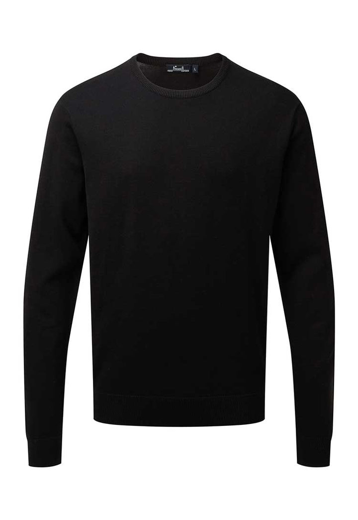 Crew Neck Cotton-Rich Knitted Sweater PR692 black