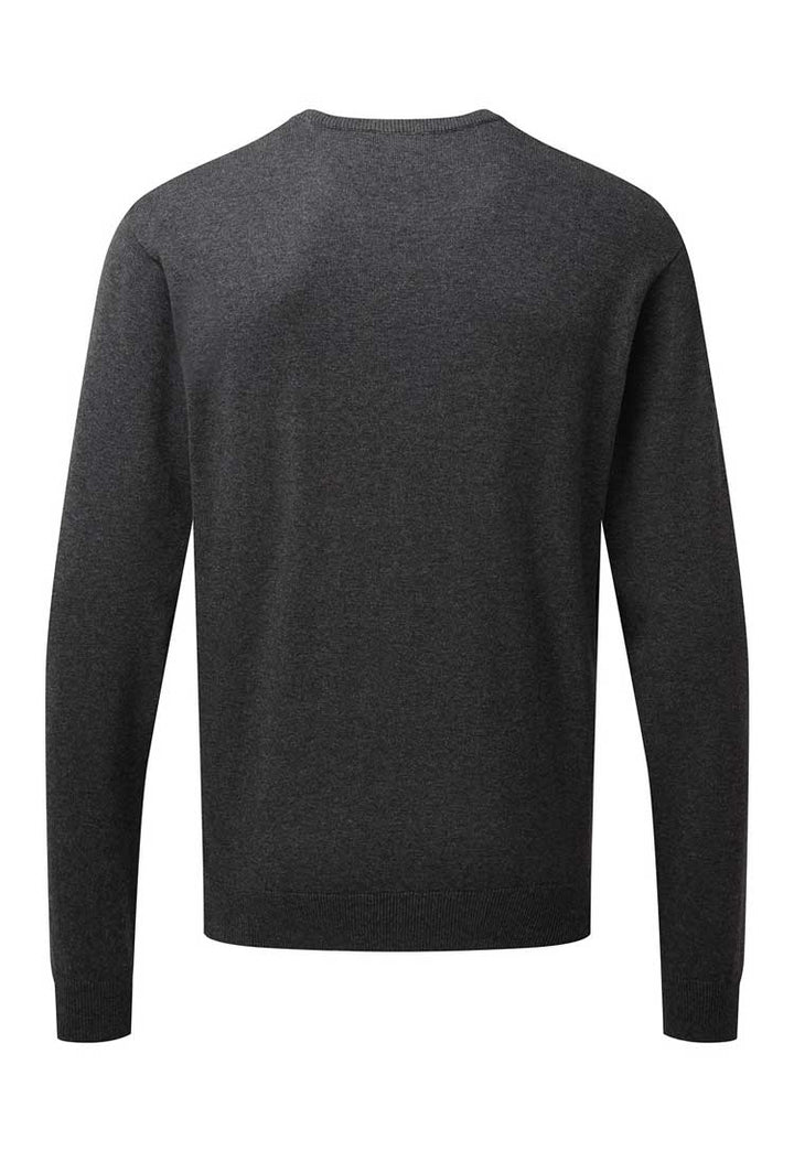 Crew Neck Cotton-Rich Knitted Sweater PR692 charcoal back view