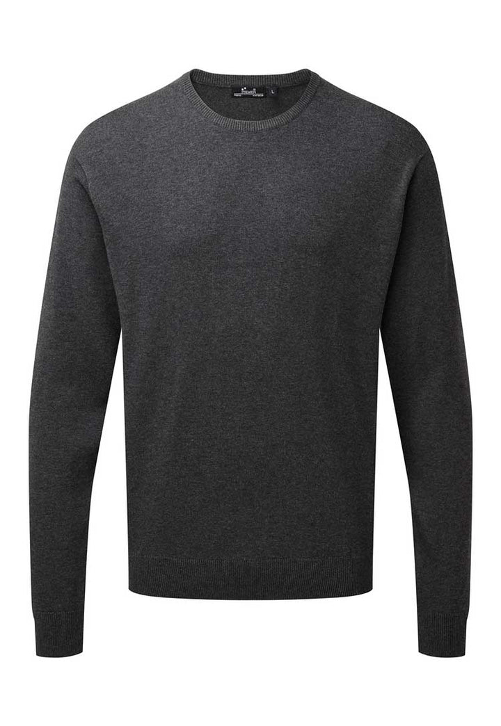 Crew Neck Cotton-Rich Knitted Sweater PR692 charcoal