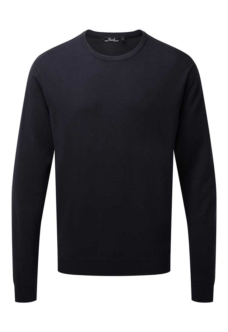 Crew Neck Cotton-Rich Knitted Sweater PR692 navy