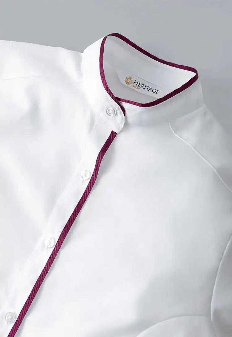 White shirt with custom burgundy trim