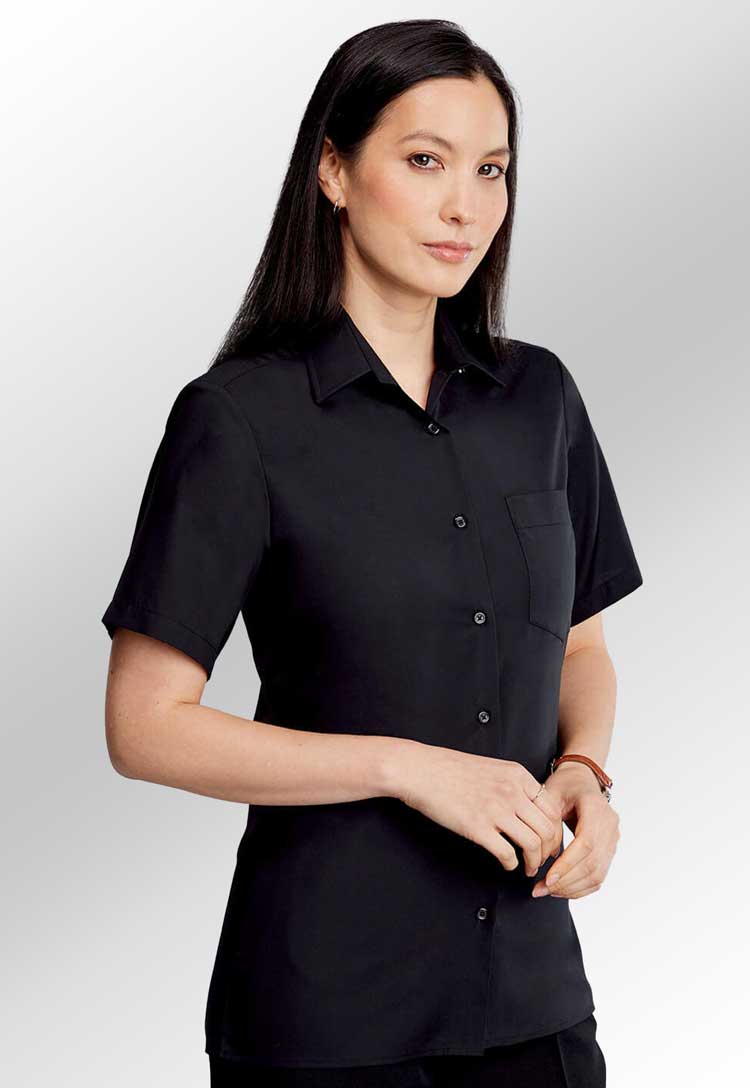 Disley Ladies Classic Blouse black short sleeve