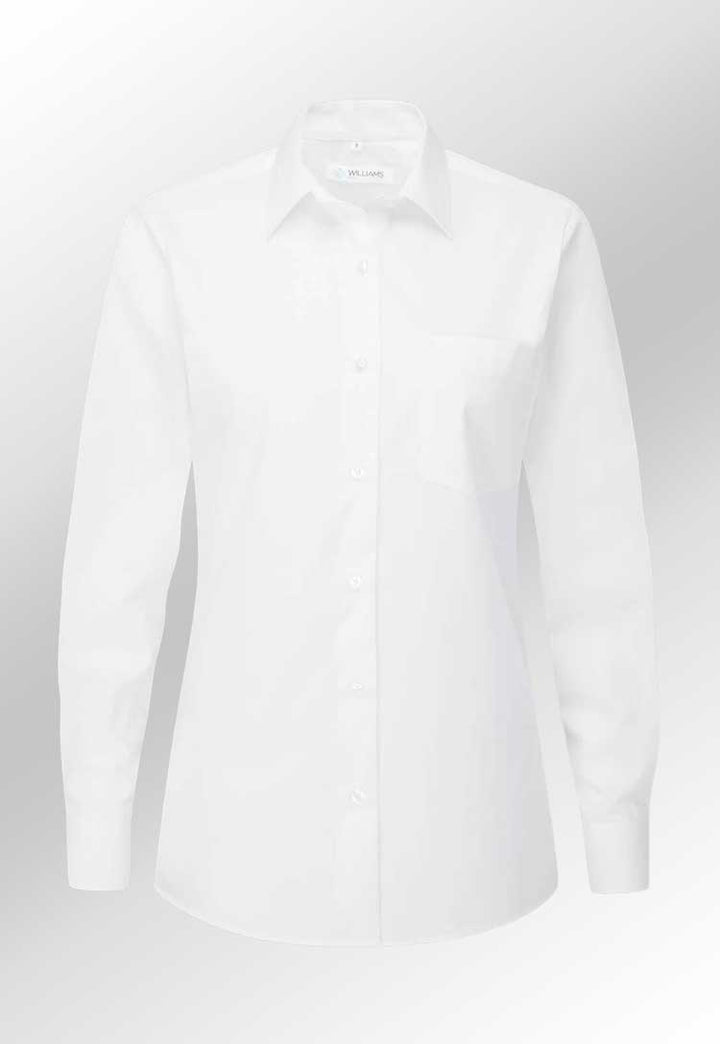 Disley Ladies Classic Blouse in white long sleeve