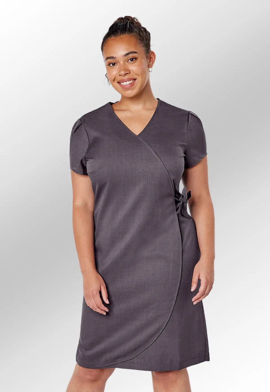 Elena Wrap Over Salon Dress - The Work Uniform Company