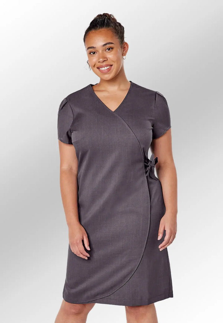 Elena Wrap Over Salon Dress - The Work Uniform Company