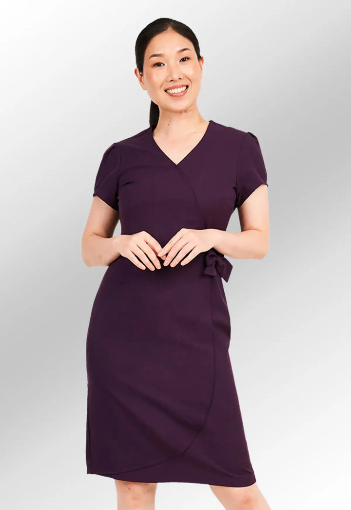 Elena Wrap Over Salon Dress - The Work Uniform Company