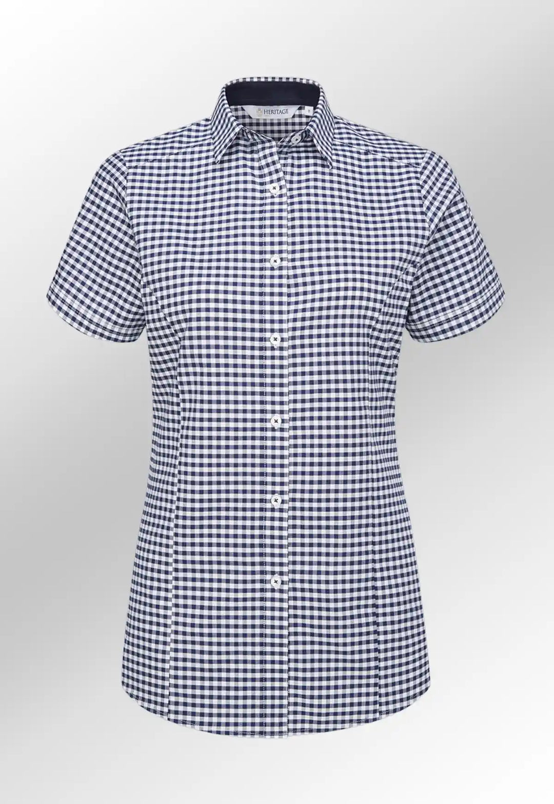 Elsa Checked Short Sleeve Blouse - The Work Uniform Company