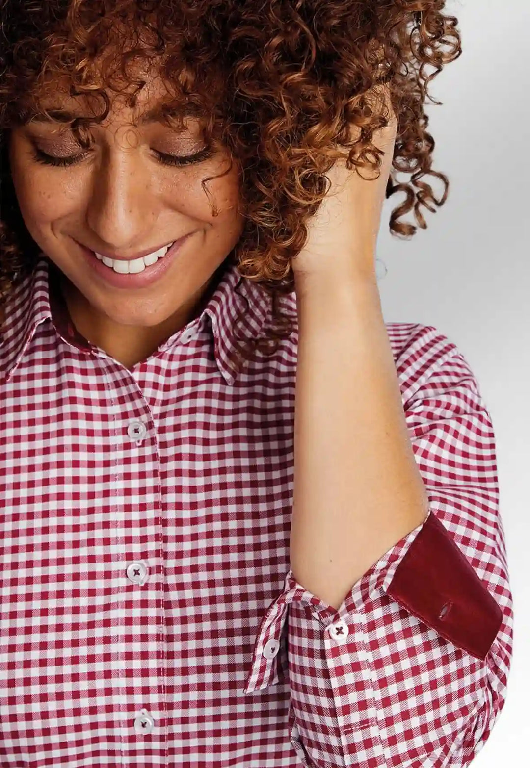 Elsa Checked Long Sleeve Blouse - The Work Uniform Company