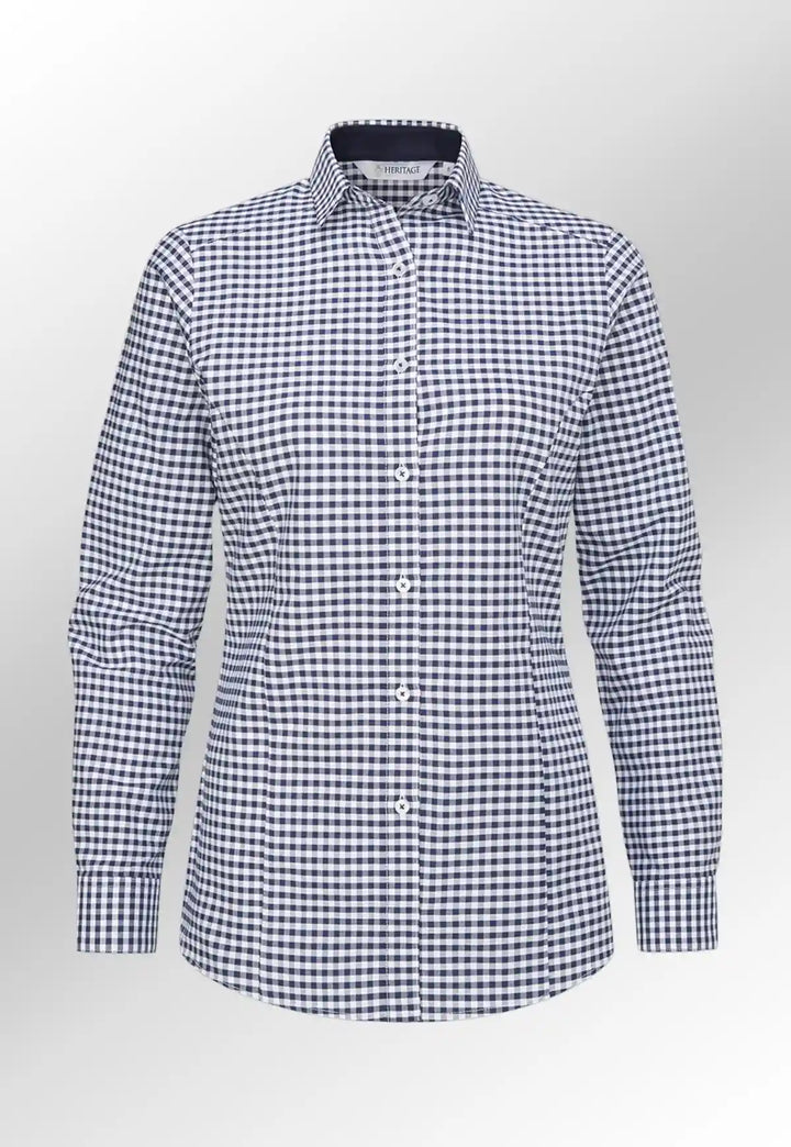 Elsa Checked Long Sleeve Blouse - The Work Uniform Company