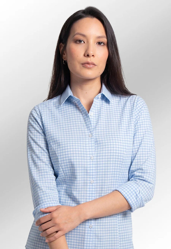 Elsa Checked Long Sleeve Blouse - The Work Uniform Company