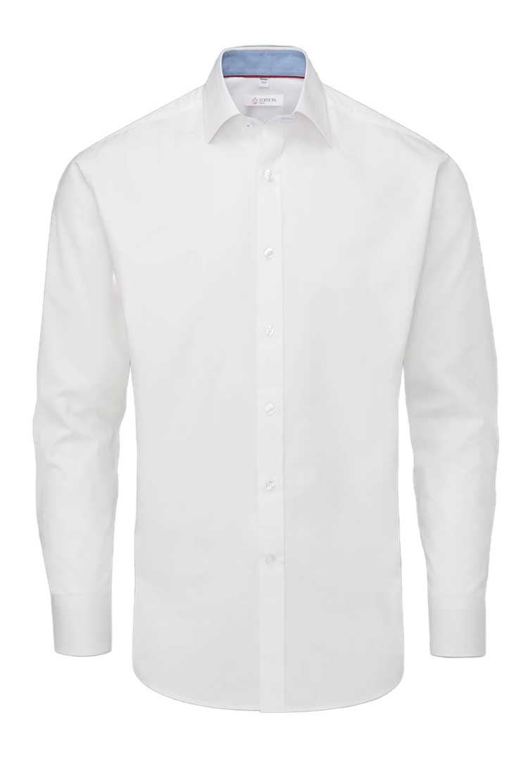 Ennis Houndstooth Tailored Fit Long Sleeve Shirt in White