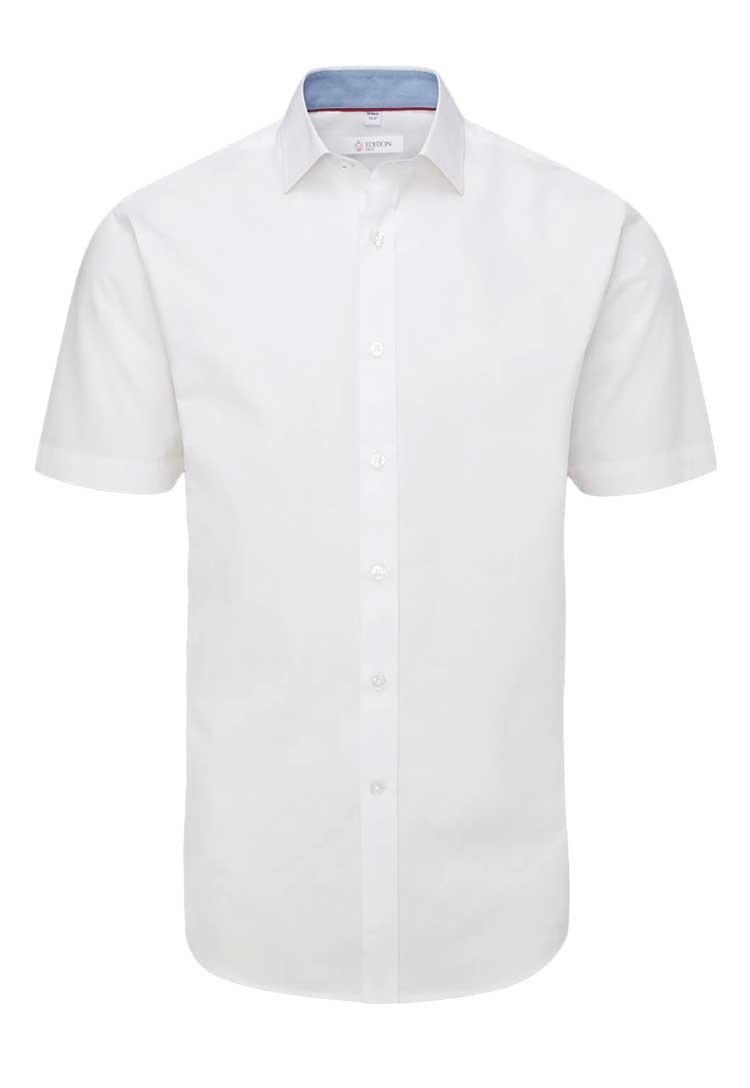 Ennis Houndstooth Tailored Fit Short Sleeve Shirt in White