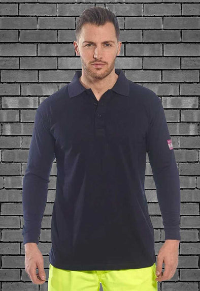 Flame Resistant Anti-Static Long Sleeve Polo Shirt FR10