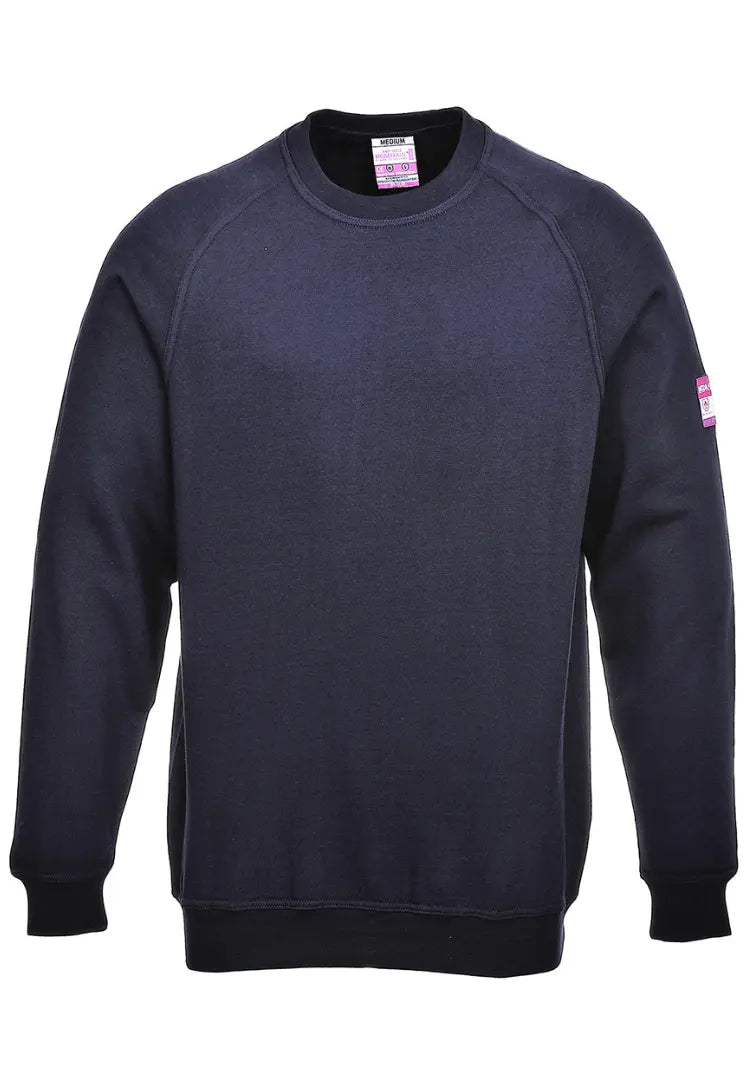 Flame Resistant Anti-Static Long Sleeve Sweatshirt FR12 in Navy