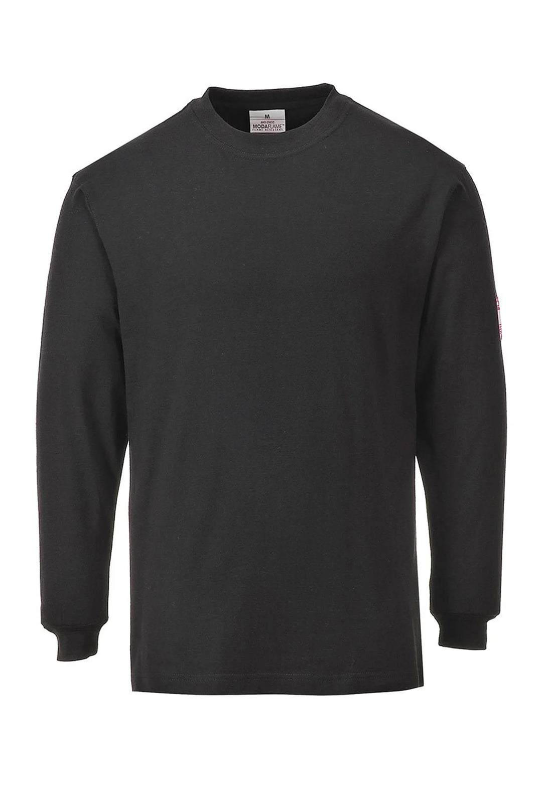 The Portwest Flame Resistant Anti-Static Long Sleeve T-Shirt FR11 in Black.