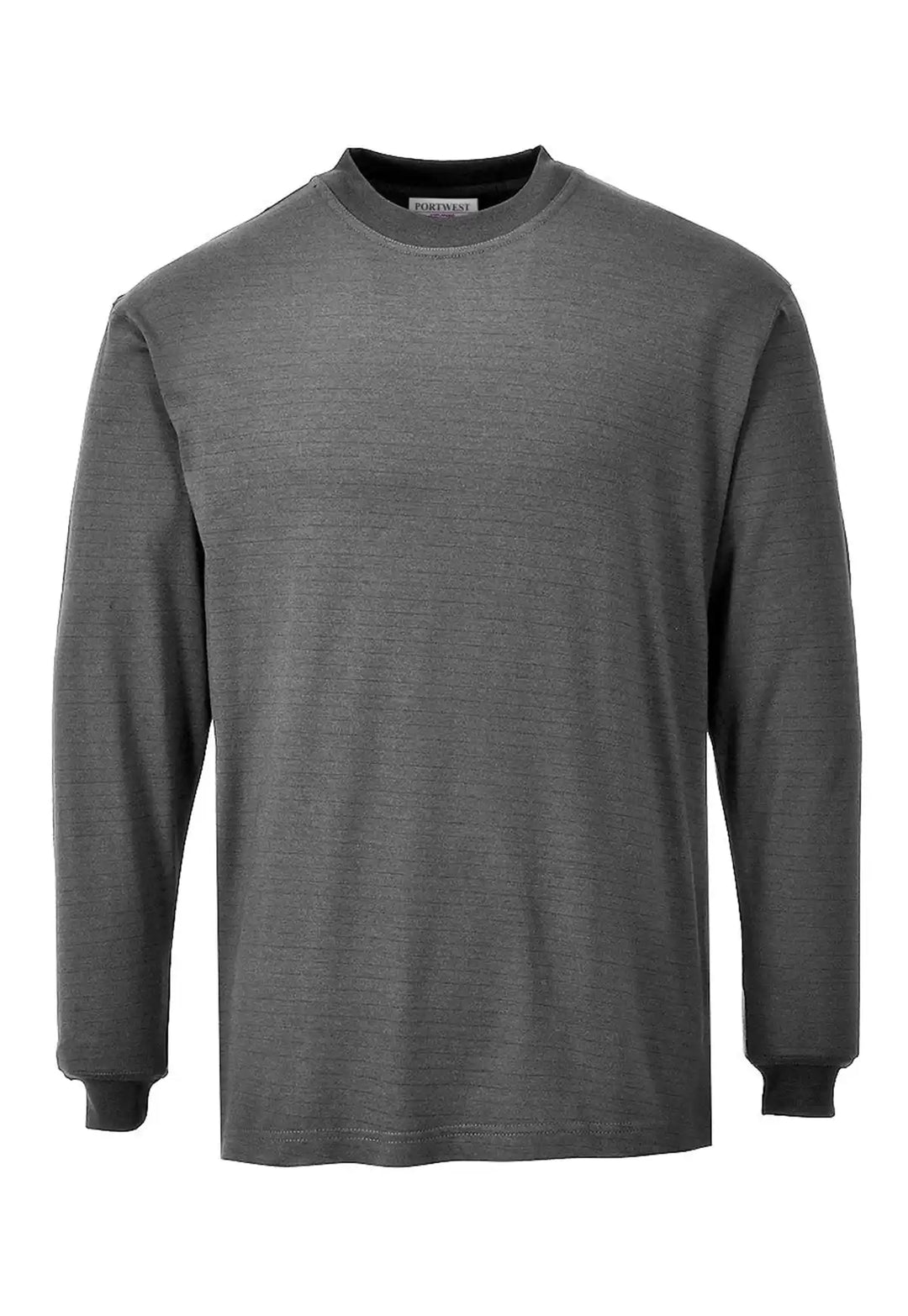 The Portwest Flame Resistant Anti-Static Long Sleeve T-Shirt FR11 in Grey.