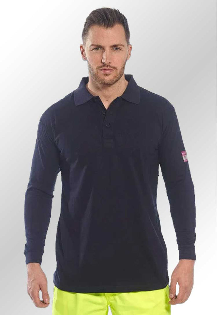 Flame Resistant Anti-Static Long Sleeve Polo Shirt FR10