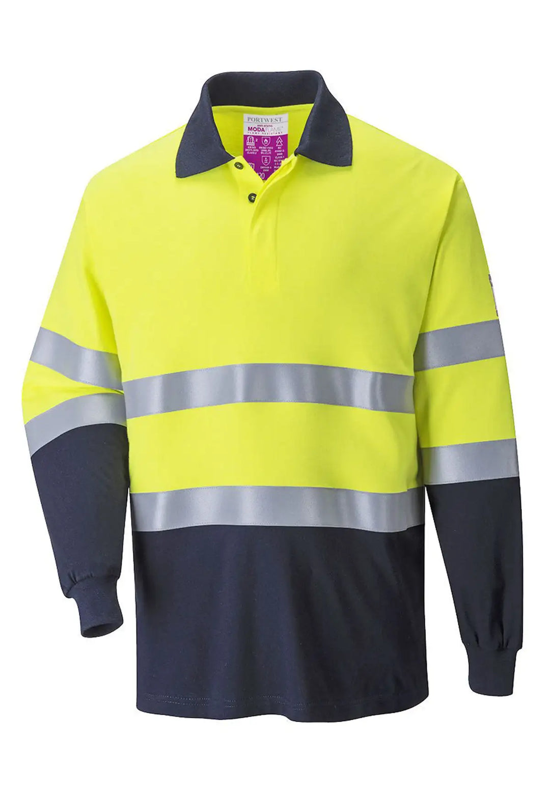 Flame Resistant Anti - Static Two Tone Polo Shirt - The Work Uniform Company