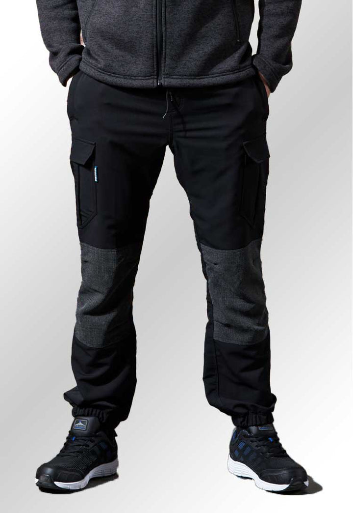 Model Wearing KX3 Flexi Joggers T803 in Black