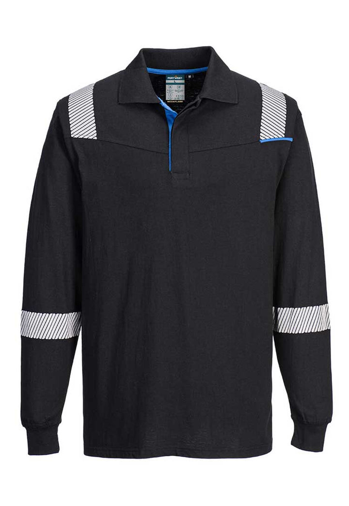 WX3 Flame Resistant Long Sleeve Polo FR711 in Black