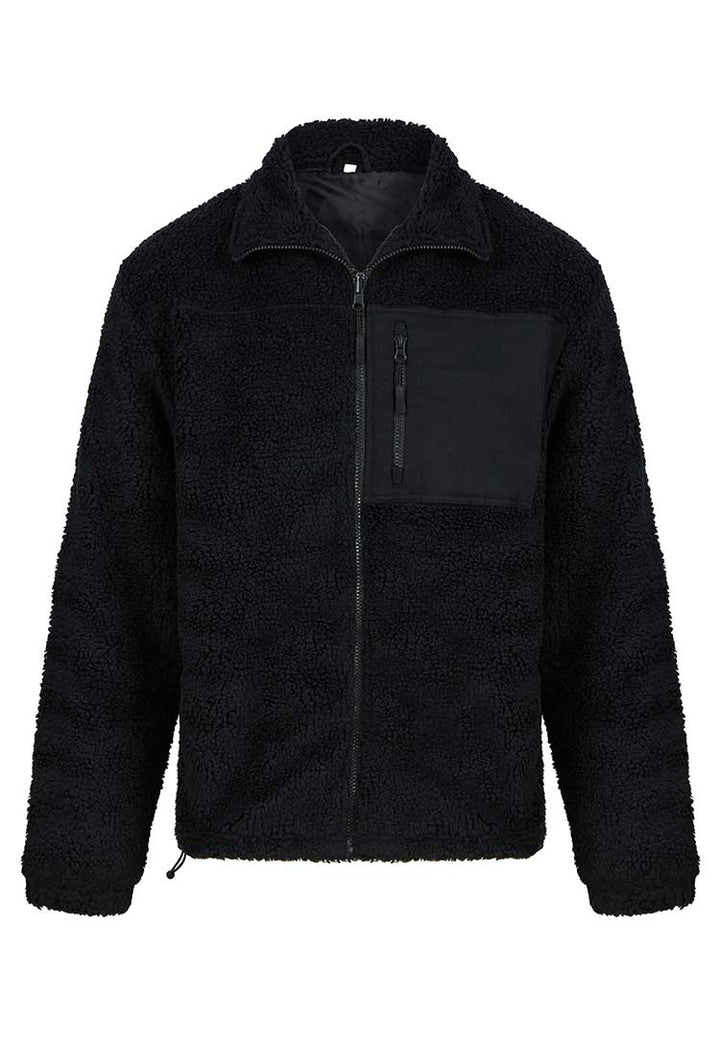 An FR854 Recycled sherpa fleece in Black